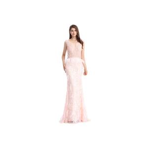 Buy cheap Embroidery Beading Pink Long Evening Dresses , Ladies Long Evening Dresses With Pinion from wholesalers