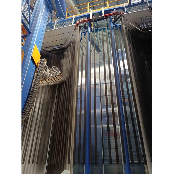 Quality First-Class Electrostatic Spraying Single Booth Vertical Powder Coating Line Of Aluminium Alloy Profile With 400m2/T for sale