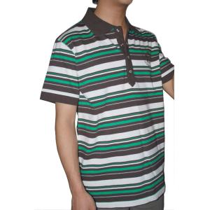 Buy cheap Tranfering Strip Pattern Striped T Shirt Mens , White Green Mens T Shirt With Collar from wholesalers