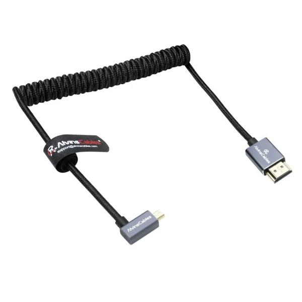 Quality Alvin's 8K Left Angle Micro HDMI Cable Coiled 48Gbps for sale