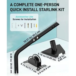 Buy cheap 2025 Wall Mount Kit For Starlink Gen 3 V3 With Extension Pole Round Tube Adapter Pole Mount Bracket Internet Kit from wholesalers