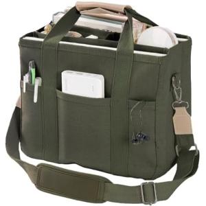 Canvas Tote Bag with Multi Pockets Crossbody Tote Bag for Women Trendy Shoulder