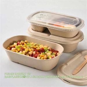 Buy cheap Wholesale Sugarcane Bagasse Pulp Lunch Box Takeaway Food Container Diaposiable Recyclable Sugarcane Packaging Box from wholesalers