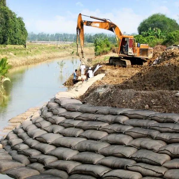 Wholesale Geo Bag River Bank Protection Green Black Flood Control Polyester Nonwoven Geotextile Sand Bag Large Earthbag Geobag