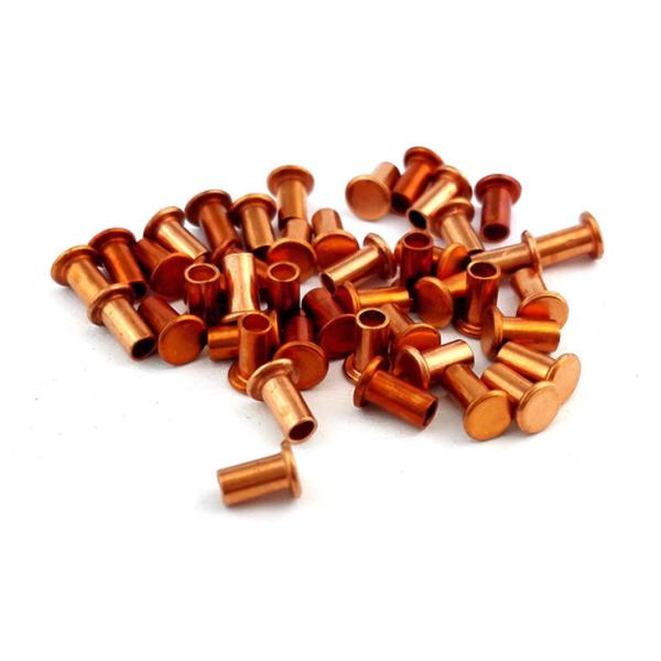Small Semi Tubular Red Copper Rivets For Brake Linings Corrosion Resistance