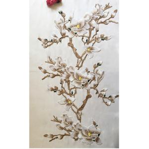 Buy cheap Hot Fix Motif mangnolia  Embroidery Lace Flower for Cheongsam from wholesalers