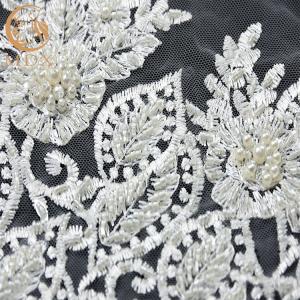 Craft White Lace Fabrics Tulle Beaded 91.44cm Length Customized Latest Lace