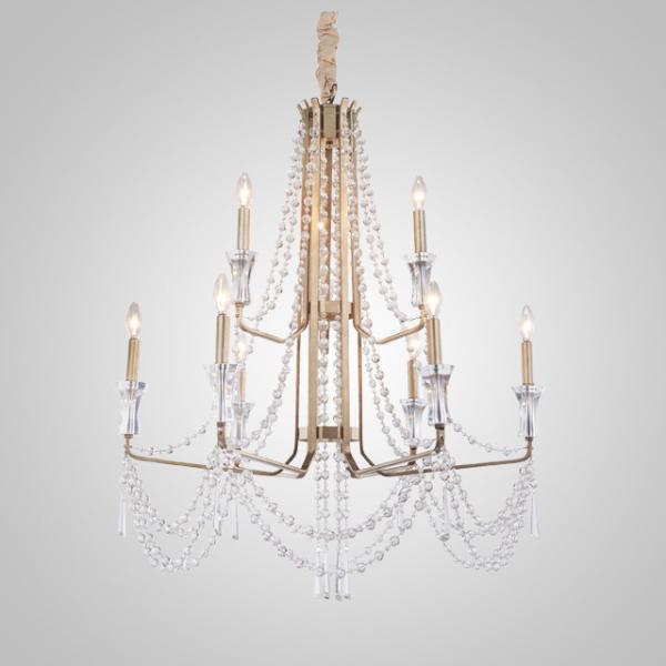 Quality Wrought iron lighting two tier crystal chandelier (WH-CI-38) for sale