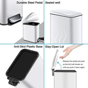 Small foot pedal Indoor Trash Can 5 Liter 1.3 Gallon Rectangular Step Garbage