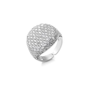Buy cheap Party Sterling Silver Crystal Jewelry Crystal Open Pave Ring Adjustable from wholesalers