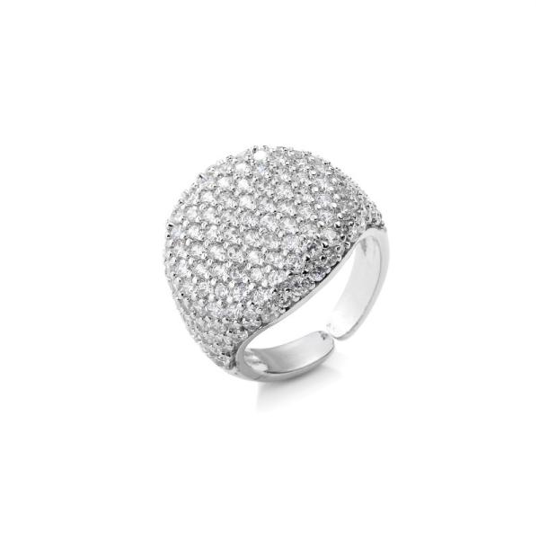 Quality Party Sterling Silver Crystal Jewelry Crystal Open Pave Ring Adjustable for sale