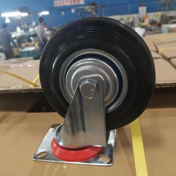 Quality 4 Inch Solid Rubber Casters Swivel Locking Threaded Stem Caster Wheels With Covers for sale