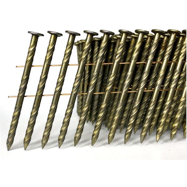 Quality 120pcs / Coil Coil Roofing Nails Yellow Twisted Shank Construction for sale