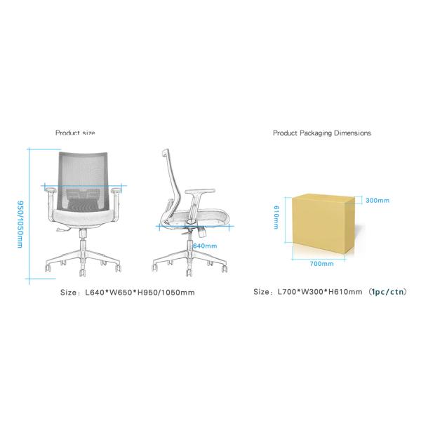 Modern Design Style Fabric Mid-back Mesh Office Executive Chair with 2D Arm Ergonomic