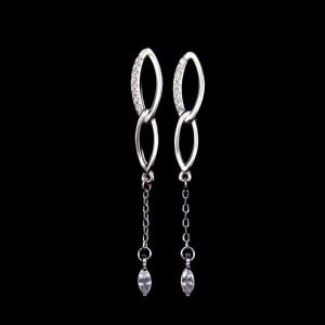 Buy cheap Elegant Silver Cubic Zirconia Drop Earrings , 925 Su Ch Cz Earring Multi Sizes from wholesalers