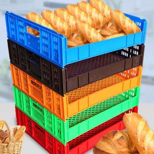 Black Stackable PP Bakery Plastic Crates For Bread Fruits Vegetables Tote