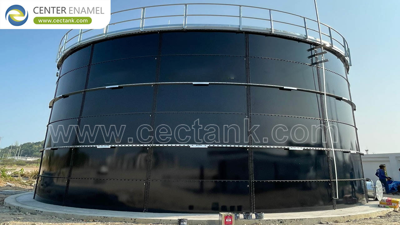 China 200,000 Gallons Glass Lined Steel Leachate Storage Tanks with Aluminum Alloy Trough Deck Roofs: A Sustainable Solution for Landfill Leachate Management on sale