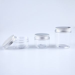Buy cheap Securely Sealed Plastic Jar Containers With Aluminium Silver Lid from wholesalers