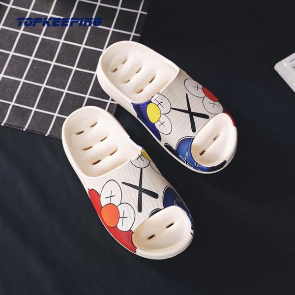 Quality Regular Fit Female EVA Elmo Cartoon Printed Yeezy Slides for sale