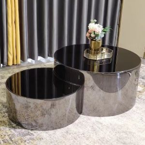 Buy cheap Modern Stainless Steel Electroplated Coffee Table Set Round Metal End Table from wholesalers