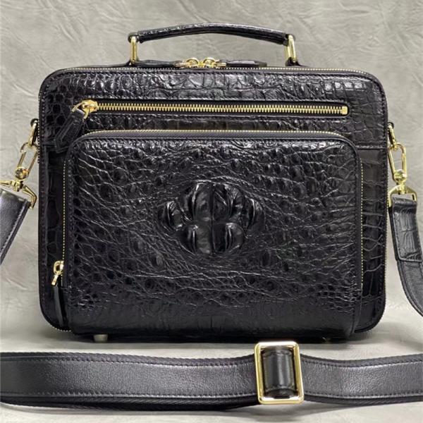 Exotic Alligator Leather Zipper Closure Men's Portfolio Bag Working Briefcase