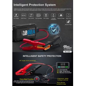 Buy cheap 18W QC Input Led Work Light 10000mAh Car Jump Starter Power Bank 1000A Dual USB Output from wholesalers