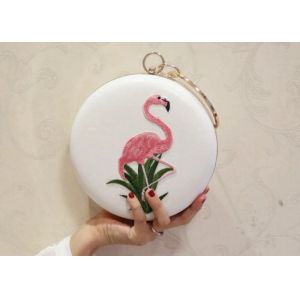 Buy cheap Trendy Cute Flamingos Embroidered Evening Bag With Sparkle Crystal Handle from wholesalers
