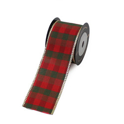 2 1/2 inch Christmas Glitter mesh webbing with Wired Edges Ribbon For Christmas