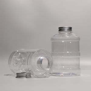 Disposable Clear Plastic PET Bottle 500ml With Aluminum Caps For Cold Juice