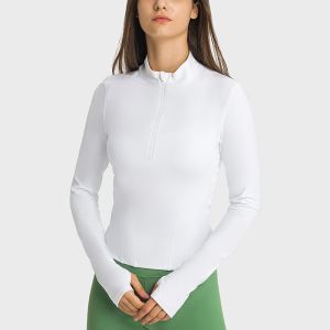 Half Zipper Womens Stretch Riding Base Layer With Thumb Hole Double Sided Nylon