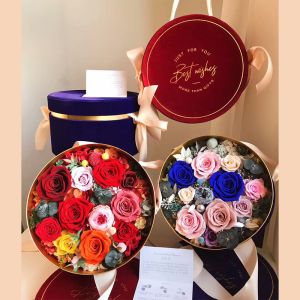 Buy cheap Custom Printed Round Velvet Rigid Flower Favor Boxes from wholesalers