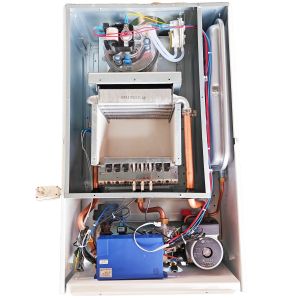 Buy cheap Black Gas Fired Condensing Boiler Wall Mounted Hot Water Boiler Copper Heat Exchanger from wholesalers