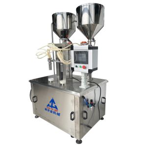 Buy cheap Two-color screw hand care cream heating filling machine from wholesalers