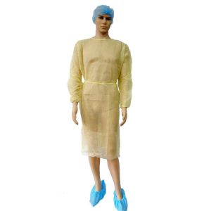 Buy cheap Unisex PP PE Yellow Disposable Protective Gowns Waterproof Fluid Resistant from wholesalers