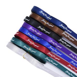Buy cheap Wholesale custom printed logo decorative blue polyester satin ribbon for bouquets from wholesalers