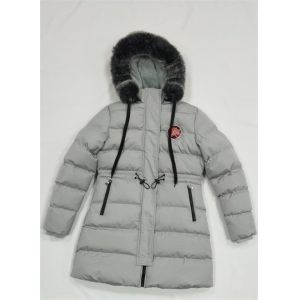 Buy cheap Grey Ladies Long Puffer Coat With Fur Hood Quilted from wholesalers