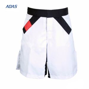 Buy cheap Flocking Embroidery Spandex Polyester Shorts MMA Sublimated black Custom from wholesalers