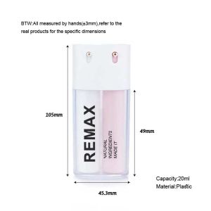 20ml X 2 Airless Pump Bottles White Pink Dual Chamber Plastic Airless Cosmetic