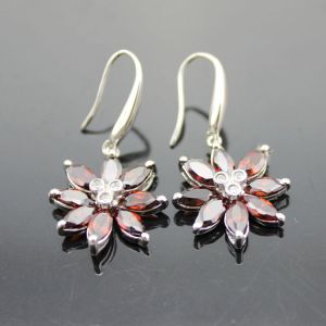 Buy cheap Sterling Silver Garnet Cubic Zircon Dangle Earrings(FP022E) from wholesalers
