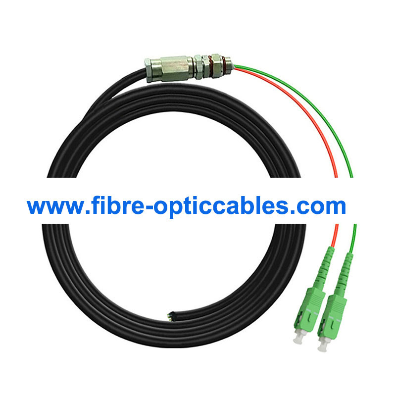 China 2 Core LSHZ OS2 Waterproof Fiber Optic Cable SC APC Optical Fiber Pigtail on sale