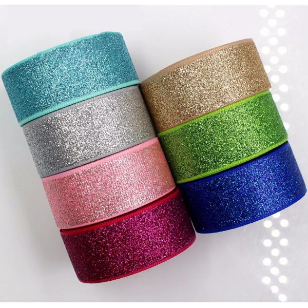 Green Glitter Ribbon Merry Christmas Holiday Party Celebration For Christmas Decoration Metallic Wired Edge Ribbon