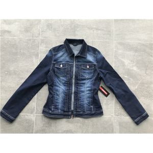 Buy cheap Womens Dark Wash Denim Jacket , Zip Through Ladies Trucker Jacket TW76740 from wholesalers