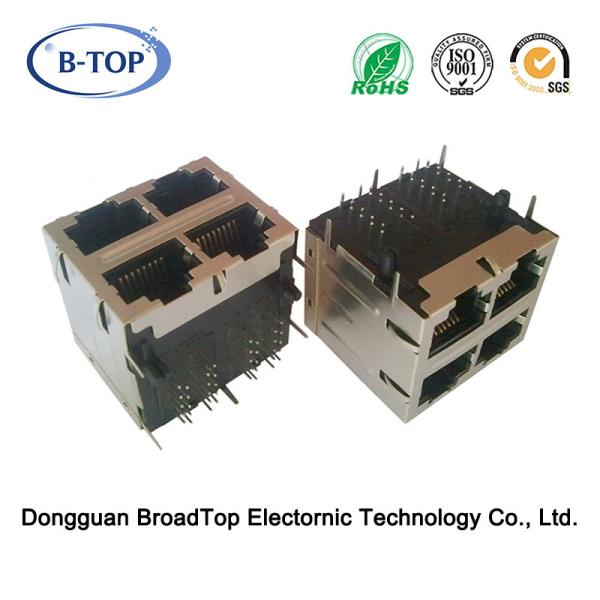 Buy cheap Multiport RJ45 Gigabit Connector , Shielded RJ45 Connector 2x2 Port With Transfomrer W/O LED from wholesalers