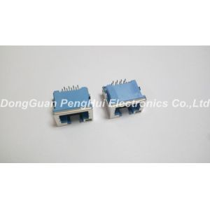 8P8C Sinking Board Low Profile RJ45 Jack With LED Shielded Blue LCP House
