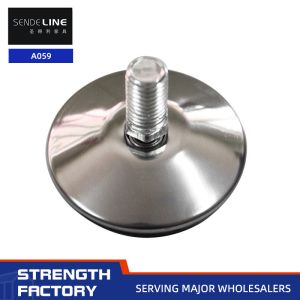 Silver Finish Adjustable Table Feet With 12 / 13mm Length Thread Office Chair