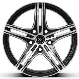 5 Spokes Custom 1-PC Forged Rims Gloss Black Machined Face For Benz E53