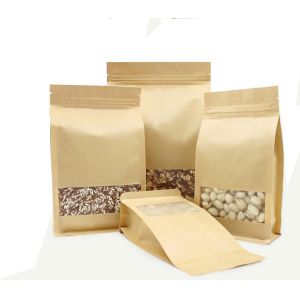 Buy cheap Coffee Beans Packaging Bags Kraft Paper Zipper Pouch With Window from wholesalers