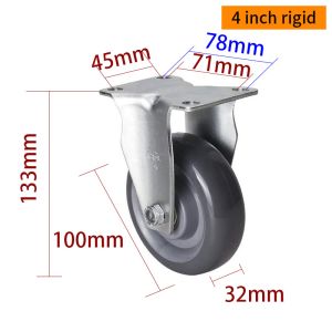 EDL Medium Duty 4inch 150kg Plate TPU Caster by Rigid, Swivel and Brake type