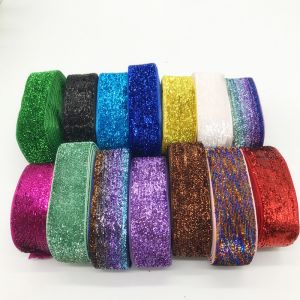 Colorful fashion shiny glitter elastic velvet ribbon