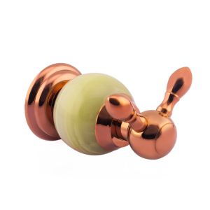China Decorative Brass Double Robe Hooks Bathroom Decorations Rose Gold Color on sale
